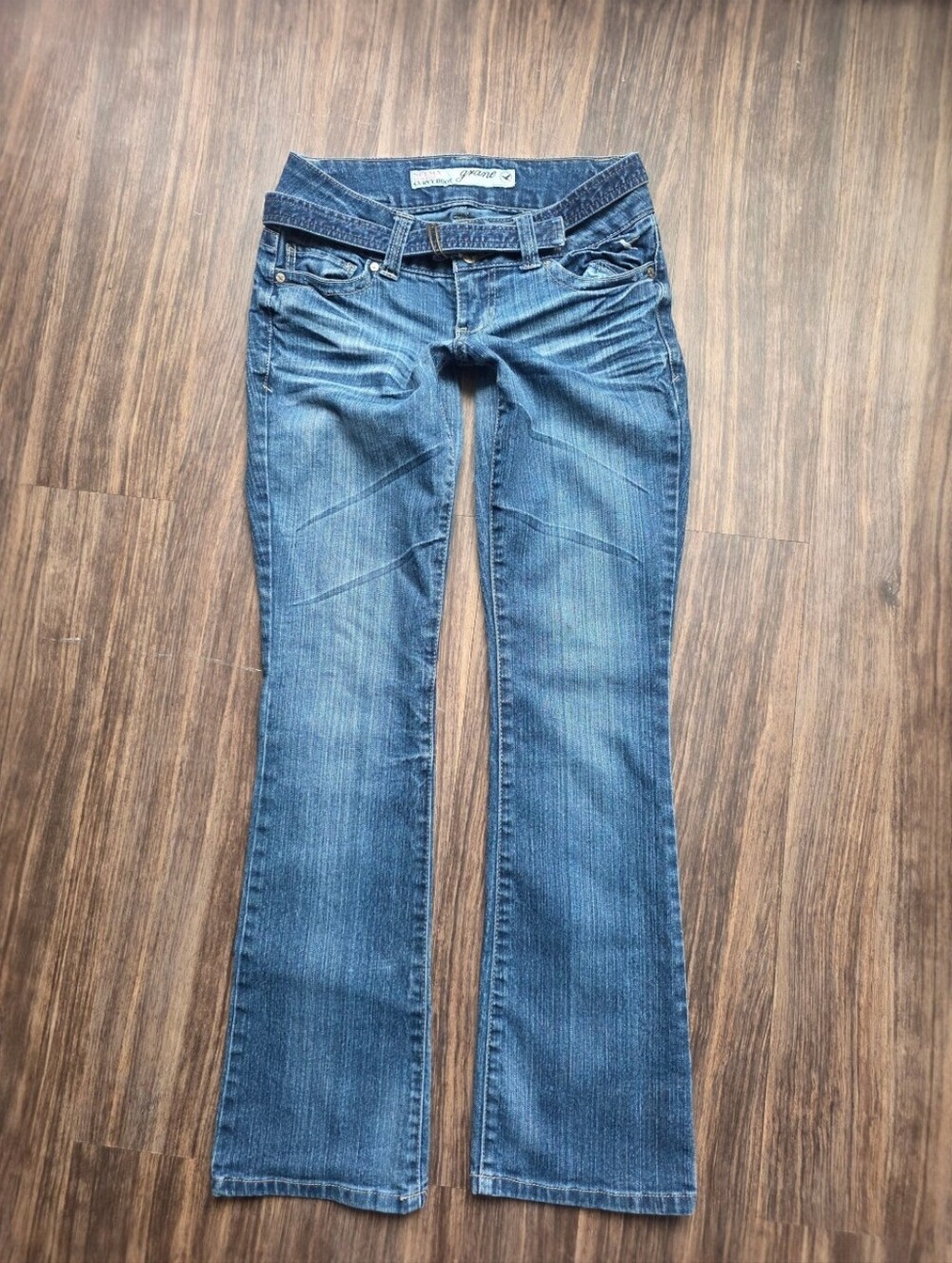 Vintage Grane Low Rise Flare Jeans With Denim Belt Size 3 Y2K